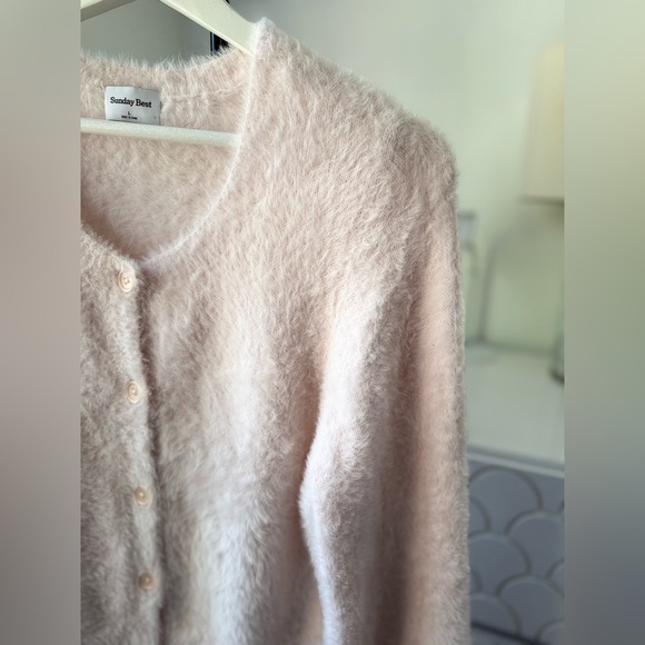 Sunday Best Light Pink Fuzzy Cardigan - Picture 5 of 7
